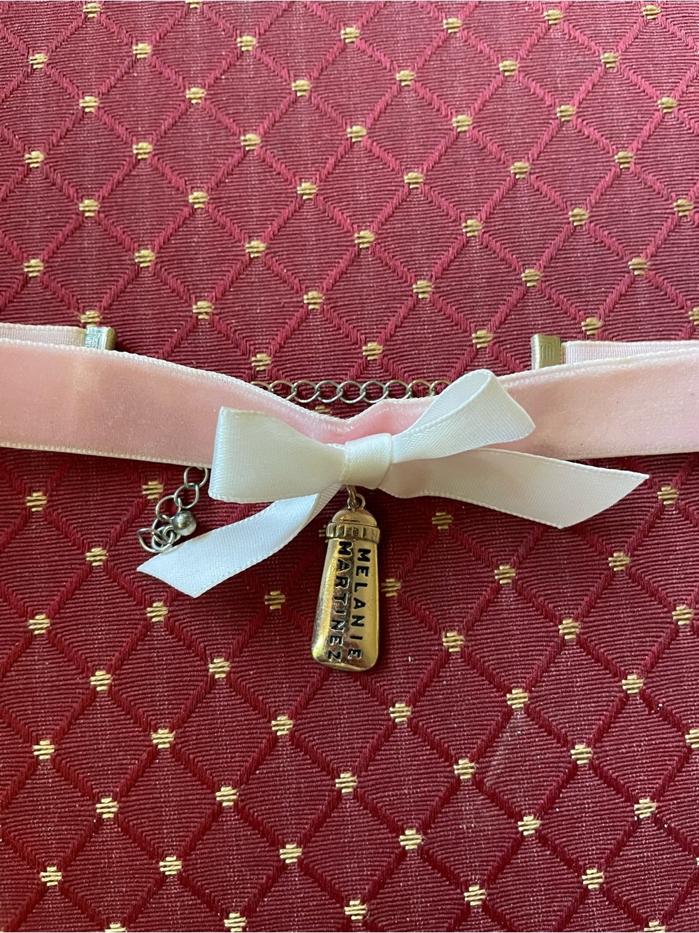 Pink Velvet Bow Choker with Melanie Martinez Charm